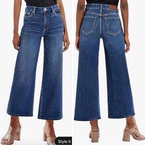🎟️GENLECK size 6 NWT Wide Leg High-Rise Jeans in Dark Blue stretch capri baggy